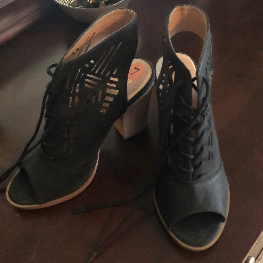 Restricted brand open toe bootie